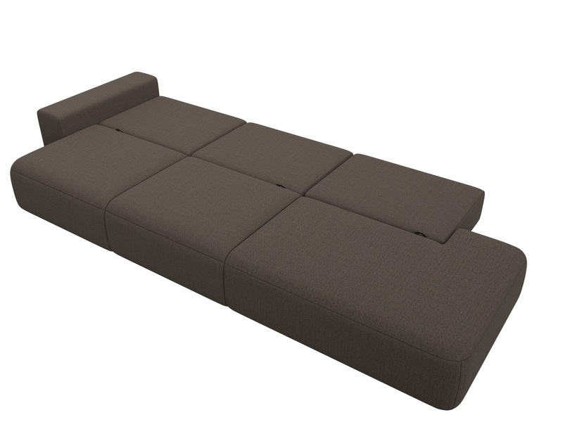 Диван прямой Лига-036 НПБ Модерн Лонг подлокотник слева, Рогожка, Амур 05 коричневый