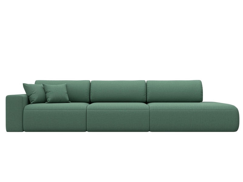 Диван прямой Лига-036 НПБ Модерн Лонг подлокотник слева, Рогожка, Амур 11 зеленый