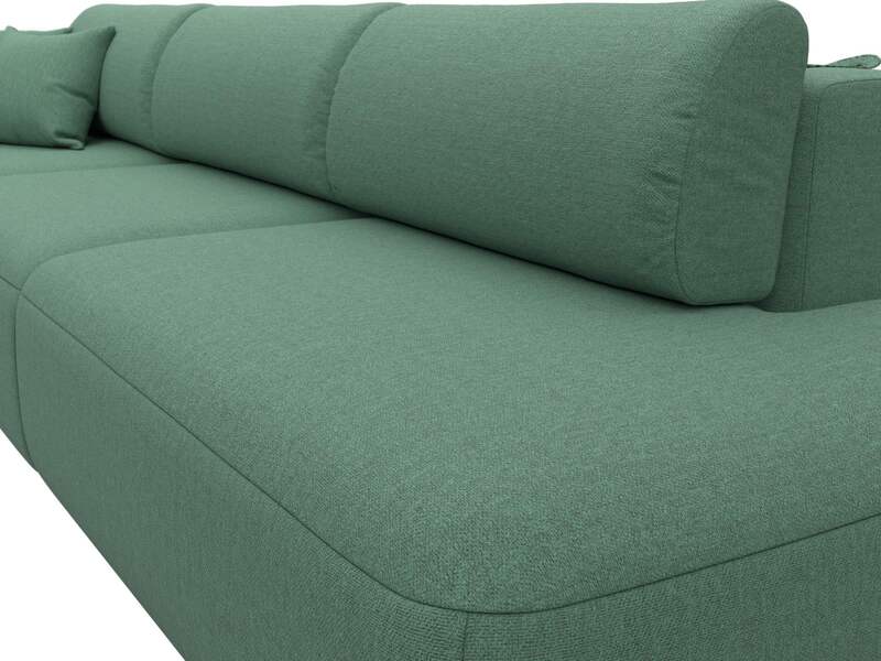 Диван прямой Лига-036 НПБ Модерн Лонг подлокотник слева, Рогожка, Амур 11 зеленый