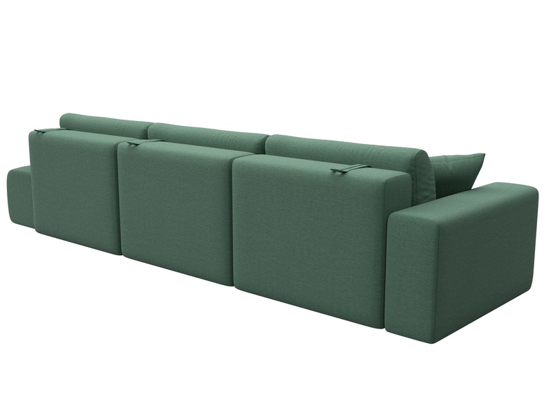 Диван прямой Лига-036 НПБ Модерн Лонг подлокотник слева, Рогожка, Амур 11 зеленый