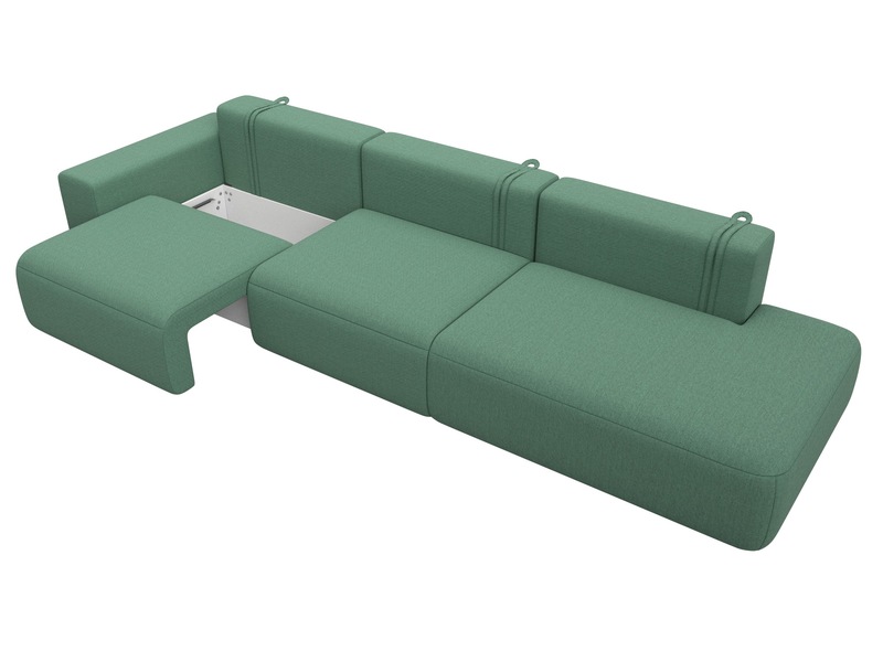 Диван прямой Лига-036 НПБ Модерн Лонг подлокотник слева, Рогожка, Амур 11 зеленый