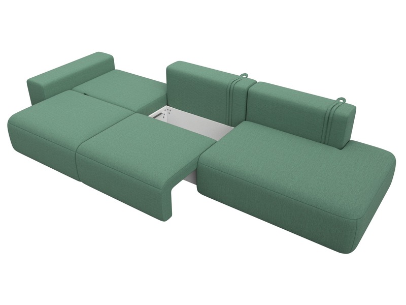 Диван прямой Лига-036 НПБ Модерн Лонг подлокотник слева, Рогожка, Амур 11 зеленый