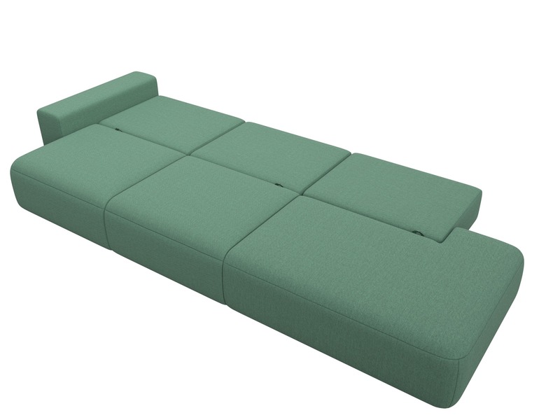 Диван прямой Лига-036 НПБ Модерн Лонг подлокотник слева, Рогожка, Амур 11 зеленый