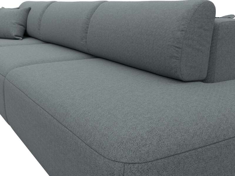 Диван прямой Лига-036 НПБ Модерн Лонг подлокотник слева, Рогожка, Амур 07 серый