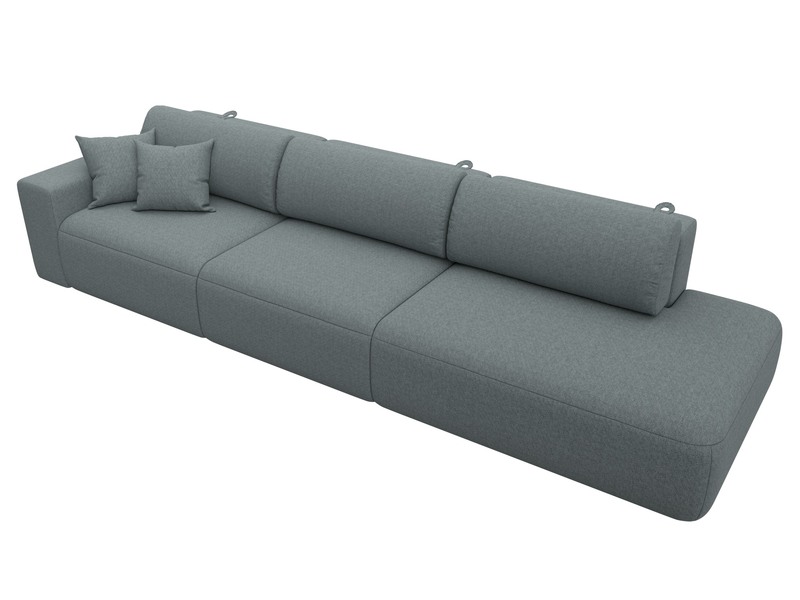 Диван прямой Лига-036 НПБ Модерн Лонг подлокотник слева, Рогожка, Амур 07 серый