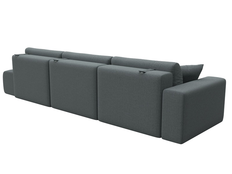 Диван прямой Лига-036 НПБ Модерн Лонг подлокотник слева, Рогожка, Амур 07 серый