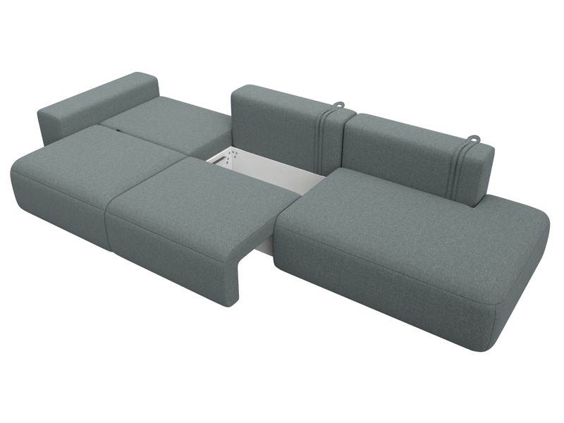 Диван прямой Лига-036 НПБ Модерн Лонг подлокотник слева, Рогожка, Амур 07 серый