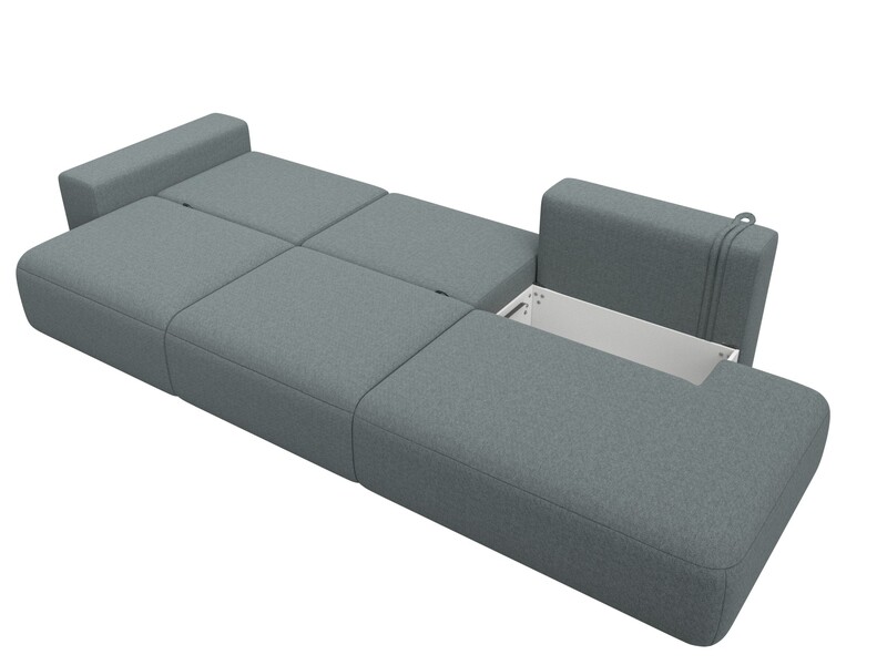 Диван прямой Лига-036 НПБ Модерн Лонг подлокотник слева, Рогожка, Амур 07 серый