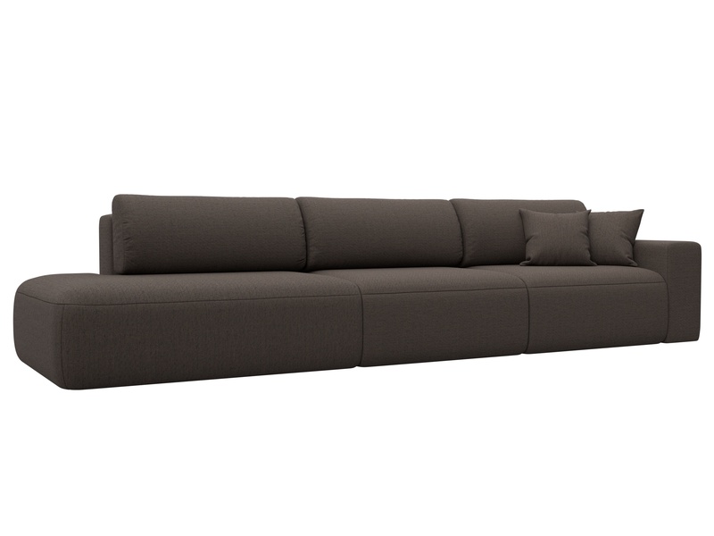 Диван прямой Лига-036 НПБ Модерн Лонг подлокотник справа, Рогожка, Амур 05 коричневый