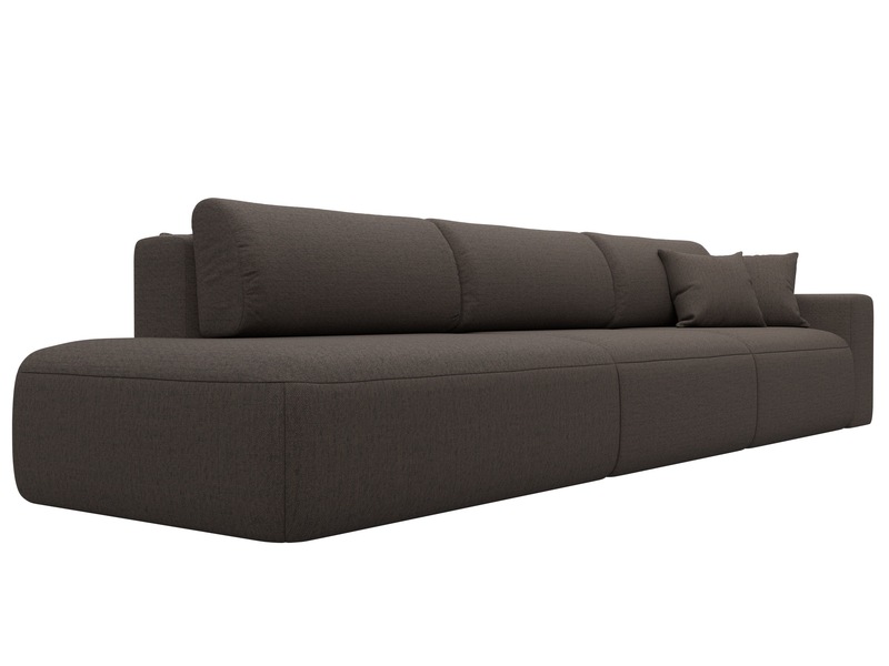 Диван прямой Лига-036 НПБ Модерн Лонг подлокотник справа, Рогожка, Амур 05 коричневый