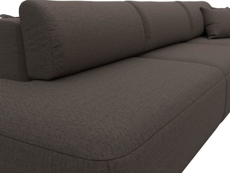 Диван прямой Лига-036 НПБ Модерн Лонг подлокотник справа, Рогожка, Амур 05 коричневый