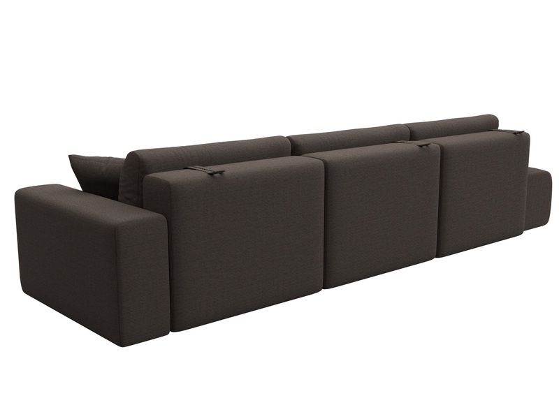 Диван прямой Лига-036 НПБ Модерн Лонг подлокотник справа, Рогожка, Амур 05 коричневый