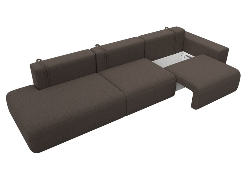 Диван прямой Лига-036 НПБ Модерн Лонг подлокотник справа, Рогожка, Амур 05 коричневый