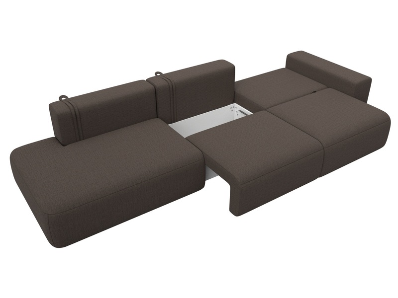 Диван прямой Лига-036 НПБ Модерн Лонг подлокотник справа, Рогожка, Амур 05 коричневый