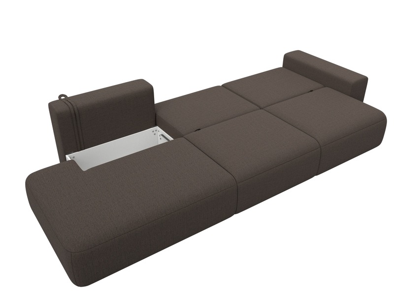 Диван прямой Лига-036 НПБ Модерн Лонг подлокотник справа, Рогожка, Амур 05 коричневый