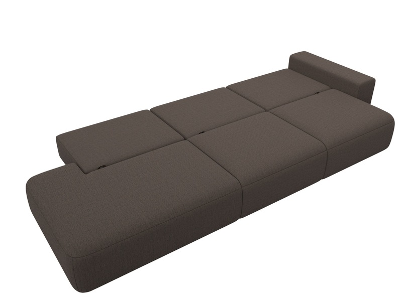 Диван прямой Лига-036 НПБ Модерн Лонг подлокотник справа, Рогожка, Амур 05 коричневый