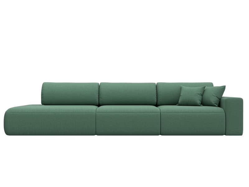 Диван прямой Лига-036 НПБ Модерн Лонг подлокотник справа, Рогожка, Амур 11 зеленый