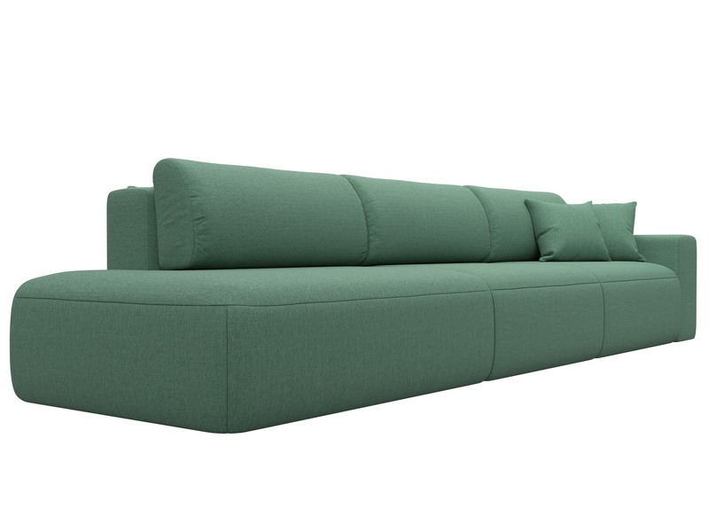 Диван прямой Лига-036 НПБ Модерн Лонг подлокотник справа, Рогожка, Амур 11 зеленый