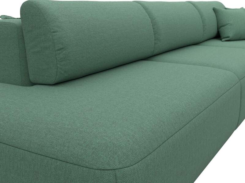 Диван прямой Лига-036 НПБ Модерн Лонг подлокотник справа, Рогожка, Амур 11 зеленый