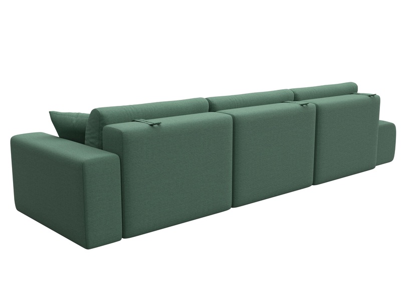 Диван прямой Лига-036 НПБ Модерн Лонг подлокотник справа, Рогожка, Амур 11 зеленый