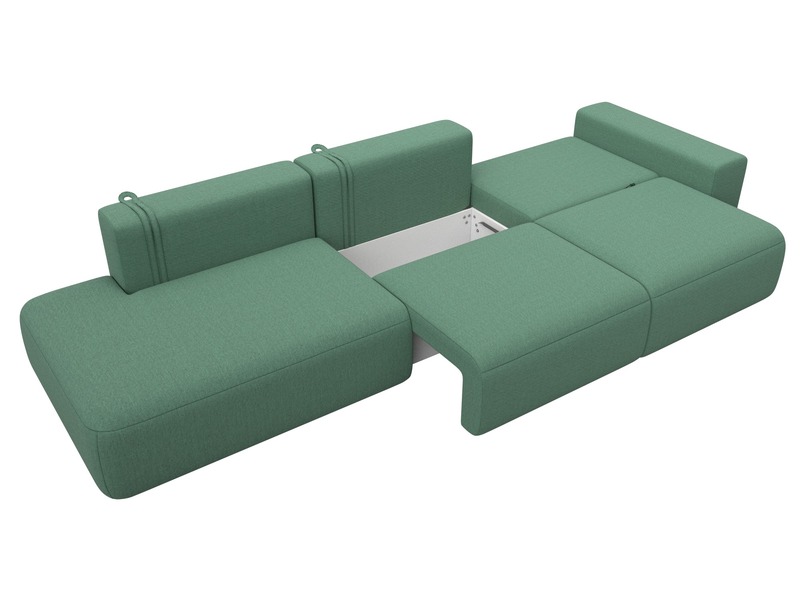Диван прямой Лига-036 НПБ Модерн Лонг подлокотник справа, Рогожка, Амур 11 зеленый