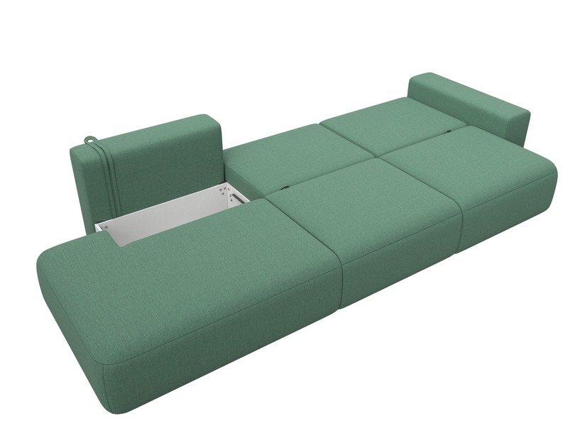 Диван прямой Лига-036 НПБ Модерн Лонг подлокотник справа, Рогожка, Амур 11 зеленый