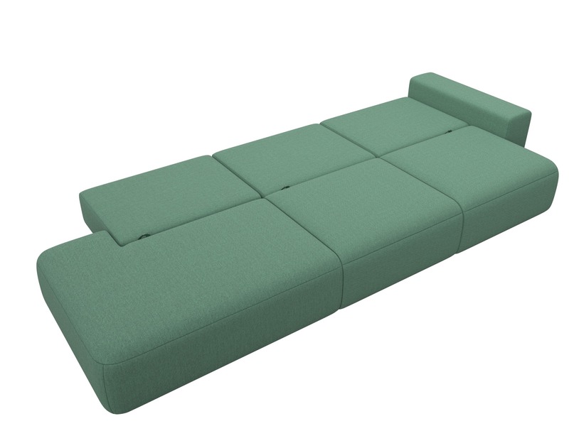 Диван прямой Лига-036 НПБ Модерн Лонг подлокотник справа, Рогожка, Амур 11 зеленый
