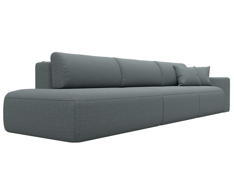 Диван прямой Лига-036 НПБ Модерн Лонг подлокотник справа, Рогожка, Амур 07 серый