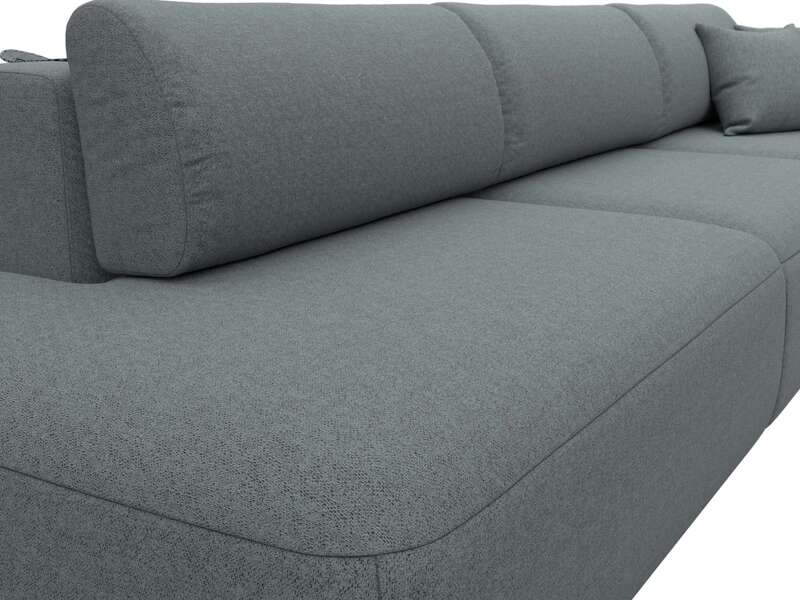 Диван прямой Лига-036 НПБ Модерн Лонг подлокотник справа, Рогожка, Амур 07 серый