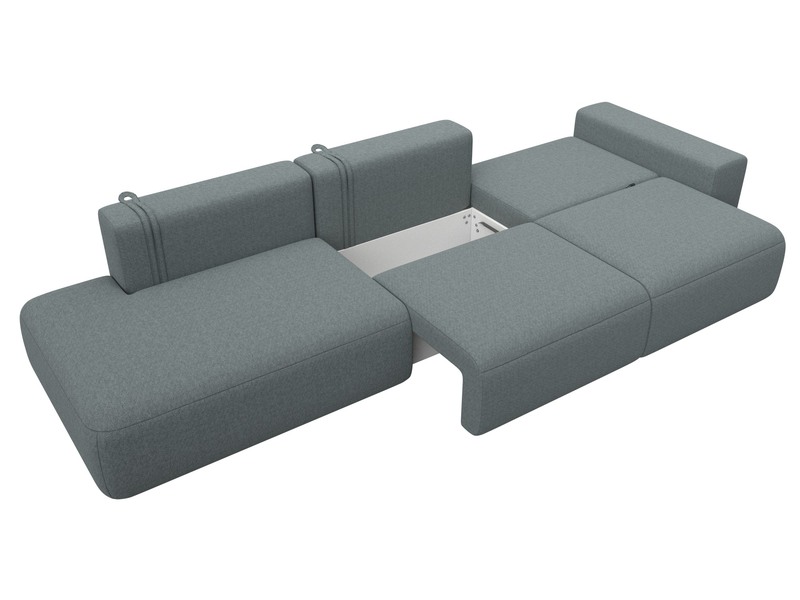 Диван прямой Лига-036 НПБ Модерн Лонг подлокотник справа, Рогожка, Амур 07 серый