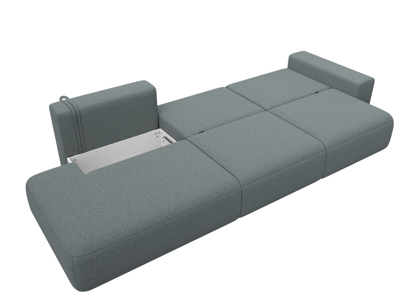 Диван прямой Лига-036 НПБ Модерн Лонг подлокотник справа, Рогожка, Амур 07 серый