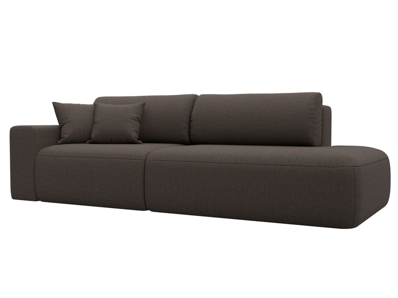 Диван прямой Лига-036 НПБ Модерн подлокотник слева, Рогожка, Амур 05 коричневый