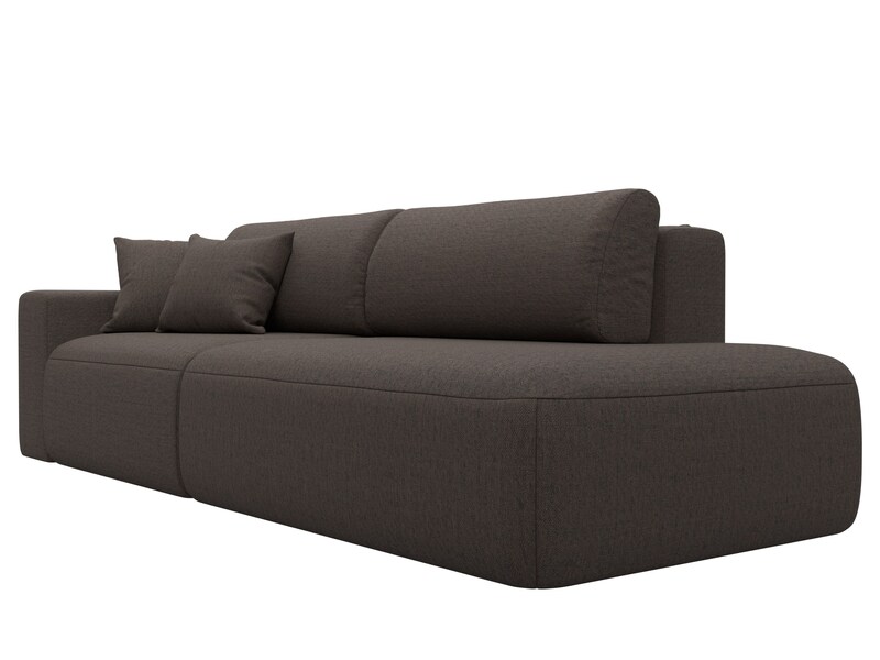 Диван прямой Лига-036 НПБ Модерн подлокотник слева, Рогожка, Амур 05 коричневый