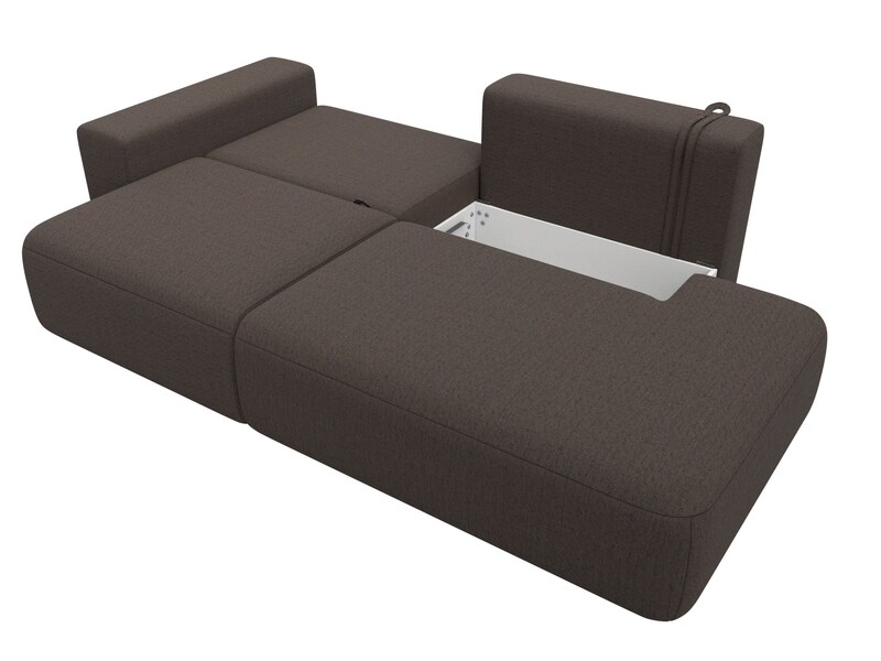 Диван прямой Лига-036 НПБ Модерн подлокотник слева, Рогожка, Амур 05 коричневый