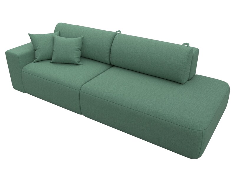 Диван прямой Лига-036 НПБ Модерн подлокотник слева, Рогожка, Амур 11 зеленый