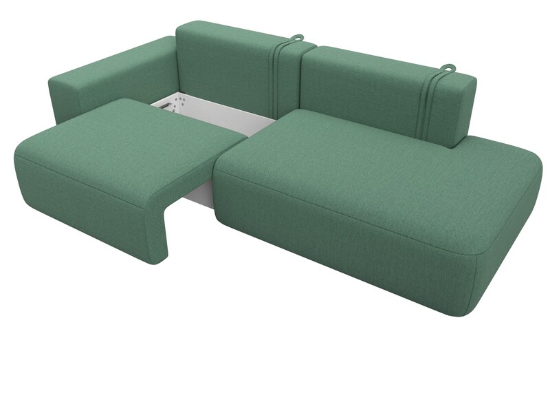 Диван прямой Лига-036 НПБ Модерн подлокотник слева, Рогожка, Амур 11 зеленый