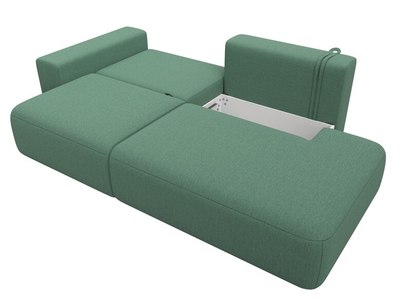 Диван прямой Лига-036 НПБ Модерн подлокотник слева, Рогожка, Амур 11 зеленый