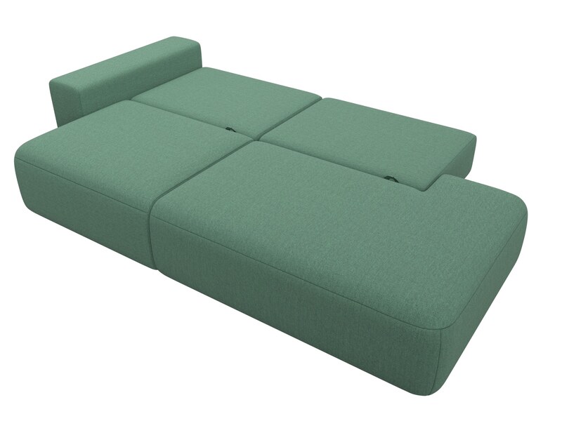 Диван прямой Лига-036 НПБ Модерн подлокотник слева, Рогожка, Амур 11 зеленый