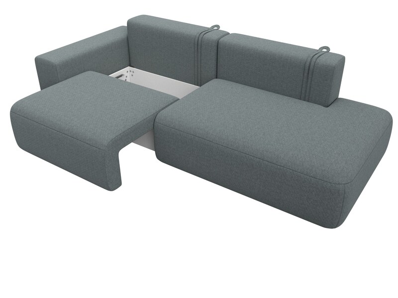 Диван прямой Лига-036 НПБ Модерн подлокотник слева, Рогожка, Амур 07 серый