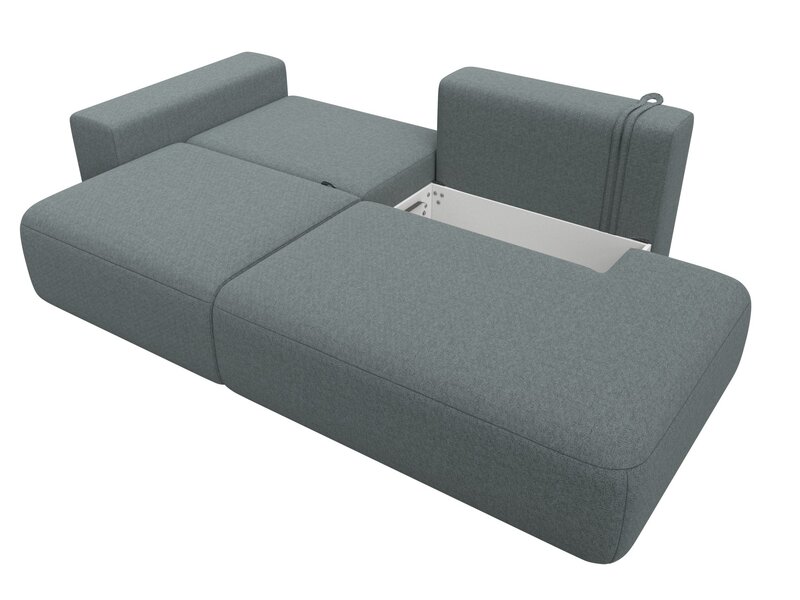 Диван прямой Лига-036 НПБ Модерн подлокотник слева, Рогожка, Амур 07 серый