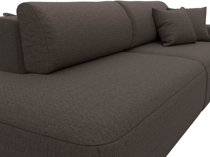 Диван прямой Лига-036 НПБ Модерн подлокотник справа, Рогожка, Амур 05 коричневый