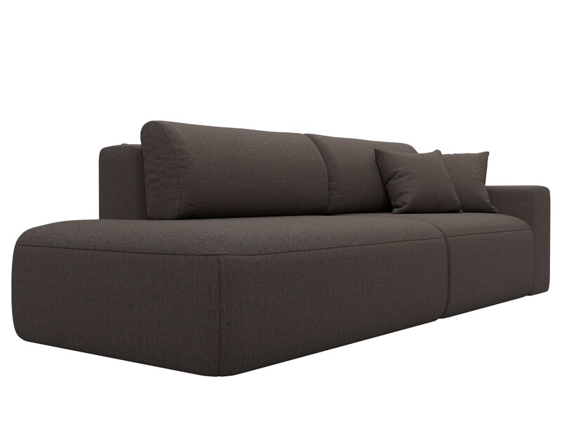 Диван прямой Лига-036 НПБ Модерн подлокотник справа, Рогожка, Амур 05 коричневый