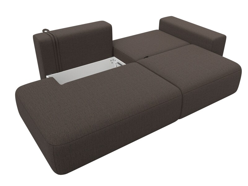 Диван прямой Лига-036 НПБ Модерн подлокотник справа, Рогожка, Амур 05 коричневый