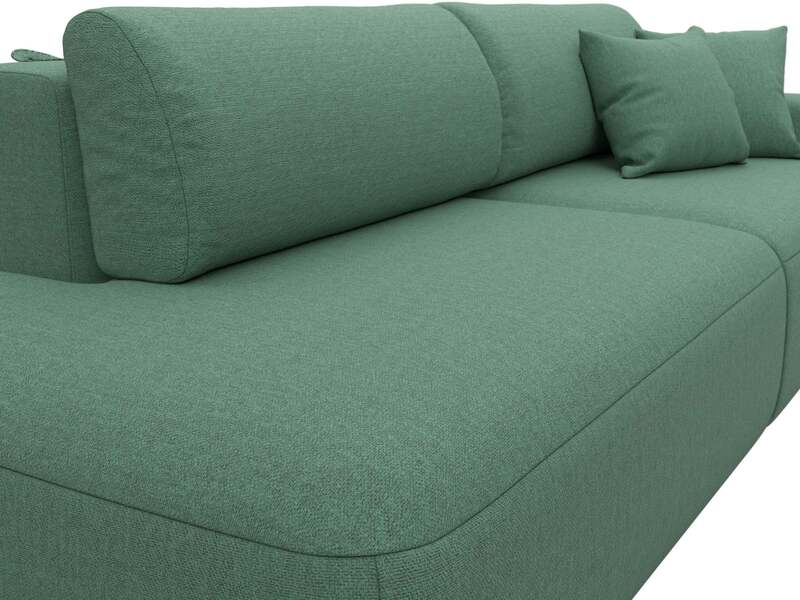 Диван прямой Лига-036 НПБ Модерн подлокотник справа, Рогожка, Амур 11 зеленый