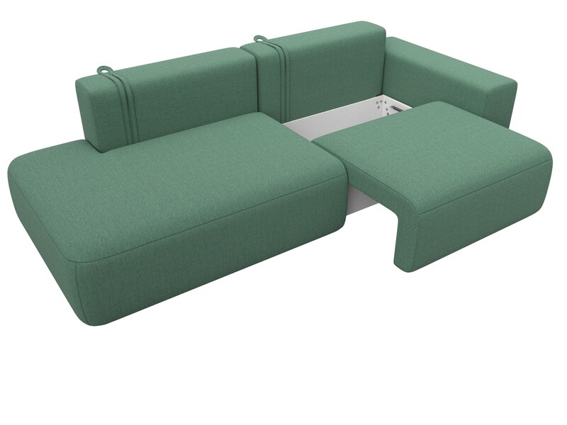 Диван прямой Лига-036 НПБ Модерн подлокотник справа, Рогожка, Амур 11 зеленый