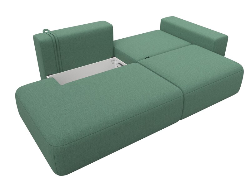 Диван прямой Лига-036 НПБ Модерн подлокотник справа, Рогожка, Амур 11 зеленый