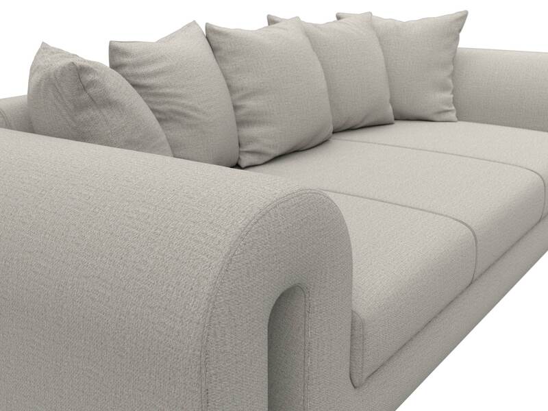 Диван прямой Волна, Рогожка, Амур 02 бежевый