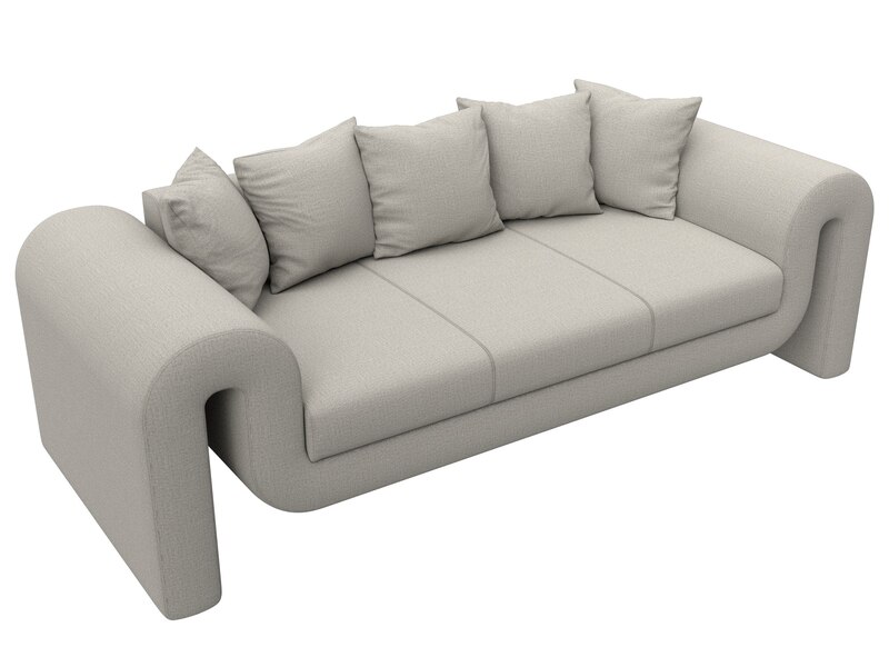 Диван прямой Волна, Рогожка, Амур 02 бежевый