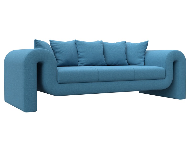 Диван прямой Волна, Рогожка, Амур 10 голубой