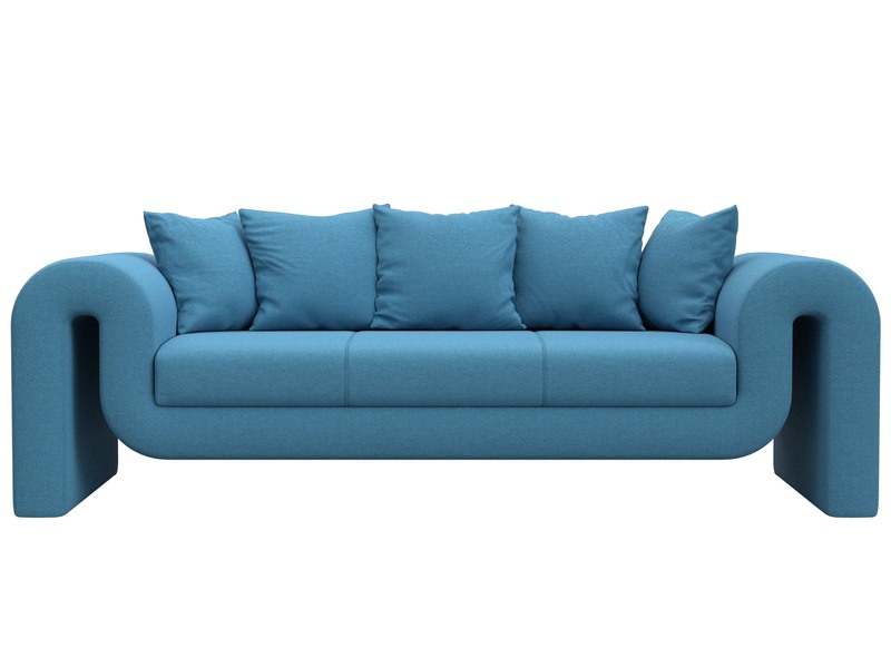 Диван прямой Волна, Рогожка, Амур 10 голубой